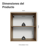 Mueble Superior de Cocina Vik Marrón y Gris 60x66cm con Dos Entrepaños y Una Puerta