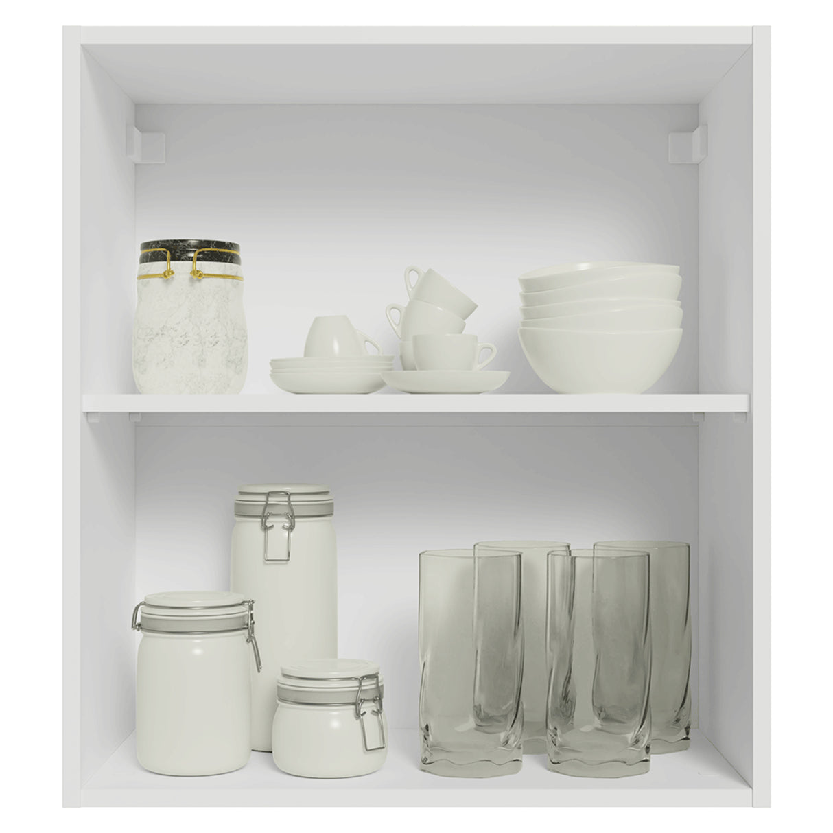 Mueble Superior de Cocina Vik Blanco y Verde 60x66cm con Dos Entrepaños y Una Puerta - MUEBLES SUPERIORES DE COCINA | Bylmo