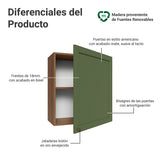 Mueble Superior de Cocina Vik Marrón y Verde 60x66cm con Dos Entrepaños y Una Puerta - MUEBLES SUPERIORES DE COCINA | Bylmo