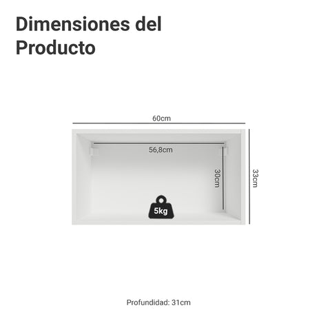 Mueble Superior de Cocina Vik Blanco y Gris 60x33cm con Un Entrepaño y Una Puerta - MUEBLES SUPERIORES DE COCINA | Bylmo