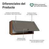 Mueble Superior de Cocina Vik Marrón y Gris 60x33cm con Un Entrepaño y Una Puerta - MUEBLES SUPERIORES DE COCINA | Bylmo