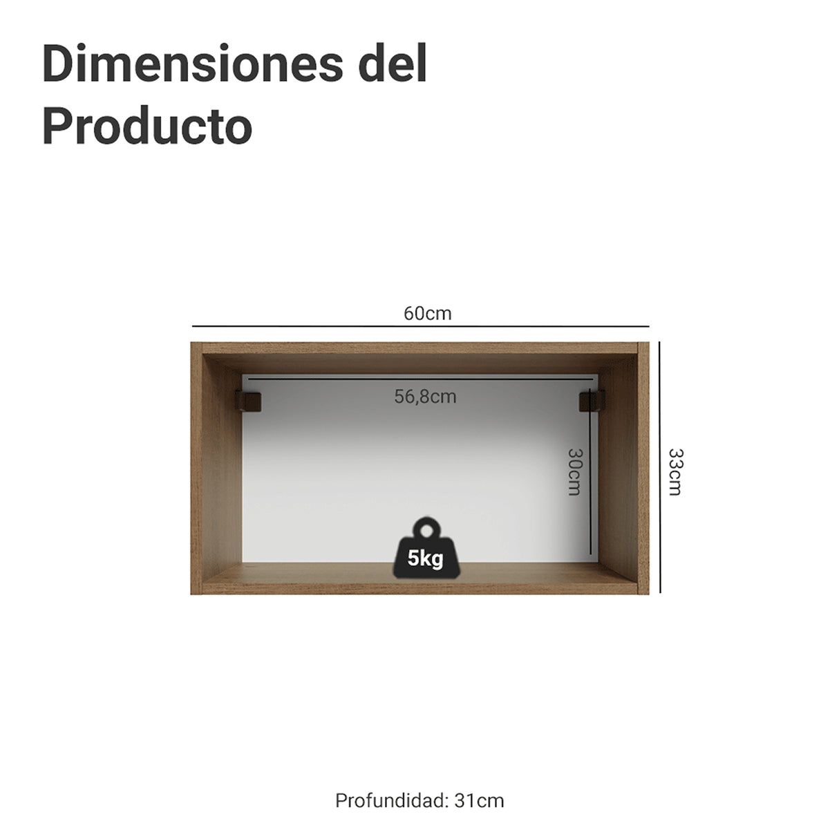 Mueble Superior de Cocina Vik Marrón y Gris 60x33cm con Un Entrepaño y Una Puerta - MUEBLES SUPERIORES DE COCINA | Bylmo