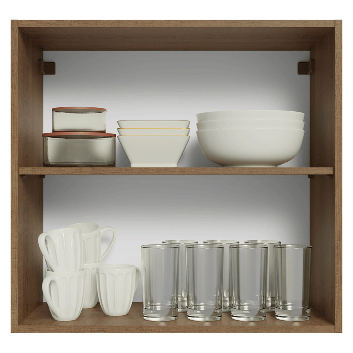 Mueble Superior de Cocina Vik Marrón y Gris 70x66cm con Dos Entrepaños y Dos Puertas - MUEBLES SUPERIORES DE COCINA | Bylmo