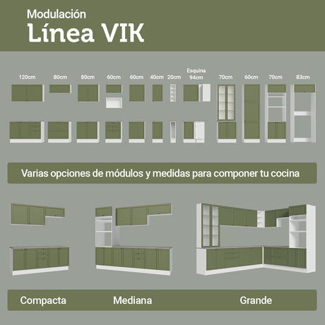 Mueble Superior de Cocina Vik Blanco y Verde 70x33cm con Un Entrepaño y Una Puerta - MUEBLES SUPERIORES DE COCINA | Bylmo