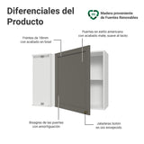 Mueble Superior de Cocina Vik Blanco y Gris 94x66cm con Dos Entrepaños y Una Puerta - MUEBLES SUPERIORES DE COCINA | Bylmo