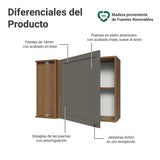 Mueble Superior de Cocina Vik Marrón y Gris 94x66cm con Dos Entrepaños y Una Puerta