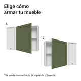Mueble Superior de Cocina Vik Blanco y Verde 94x66cm con Dos Entrepaños y Una Puerta - MUEBLES SUPERIORES DE COCINA | Bylmo