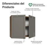 Mueble Superior de Cocina Vik Marrón y Gris 80x66cm con Dos Entrepaños y Dos Puertas