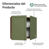 Mueble Superior de Cocina Vik Marrón y Verde 80x66cm con Dos Entrepaños y Dos Puertas - MUEBLES SUPERIORES DE COCINA | Bylmo