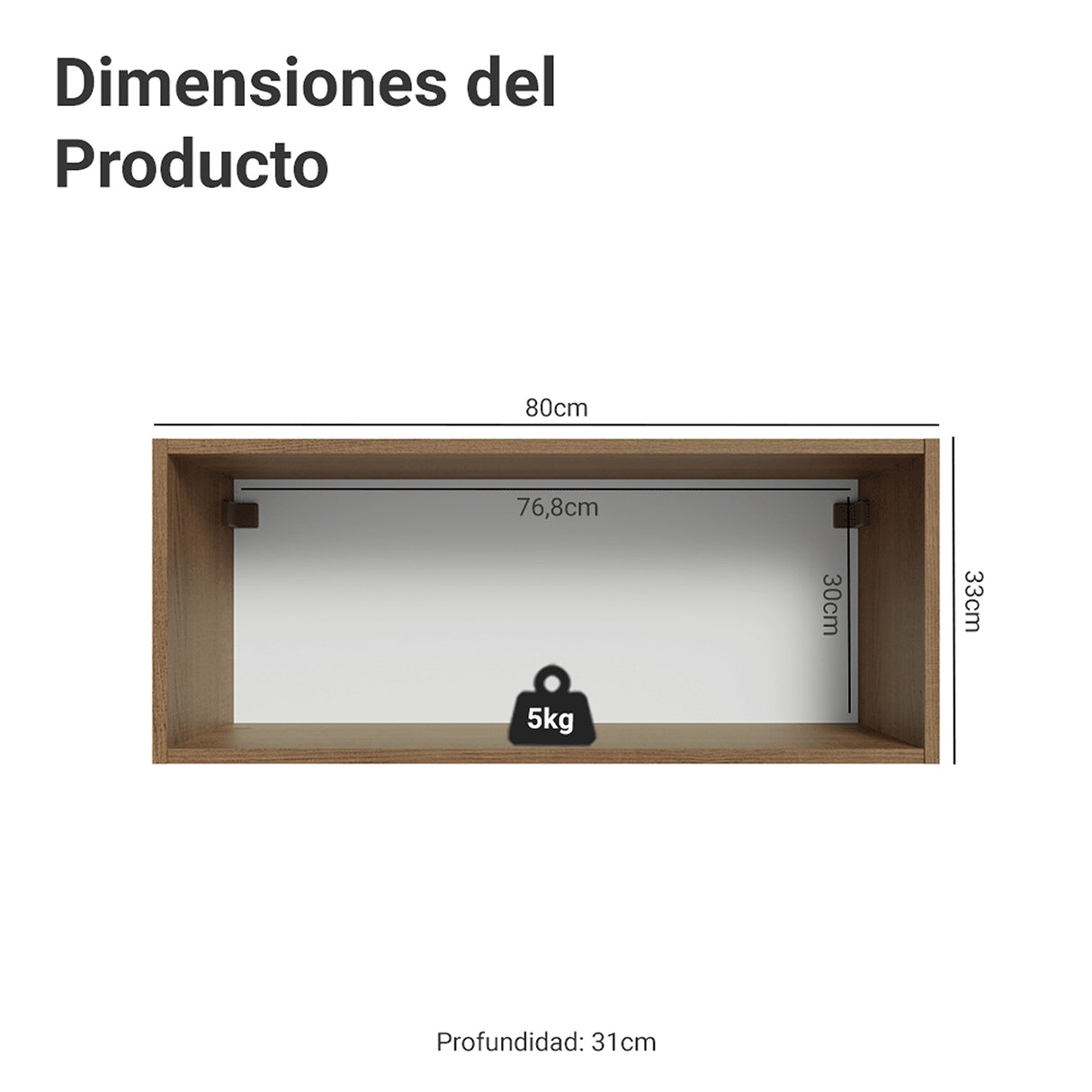 Mueble Superior de Cocina Vik Marrón y Gris 80x33cm con Un Entrepaño y Una Puerta - MUEBLES SUPERIORES DE COCINA | Bylmo