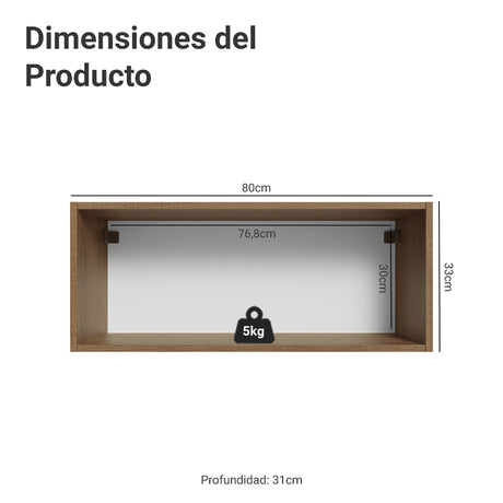 Mueble Superior de Cocina Vik Marrón y Verde 80x33cm con Un Entrepaño y Una Puerta - MUEBLES SUPERIORES DE COCINA | Bylmo