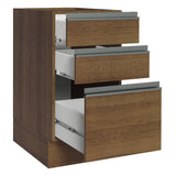 Gabinete de Cocina Glamy Marrón 40x81cm sin Mesón sin Pozuelo y con Tres Cajones - MUEBLES INFERIORES DE COCINA | Bylmo