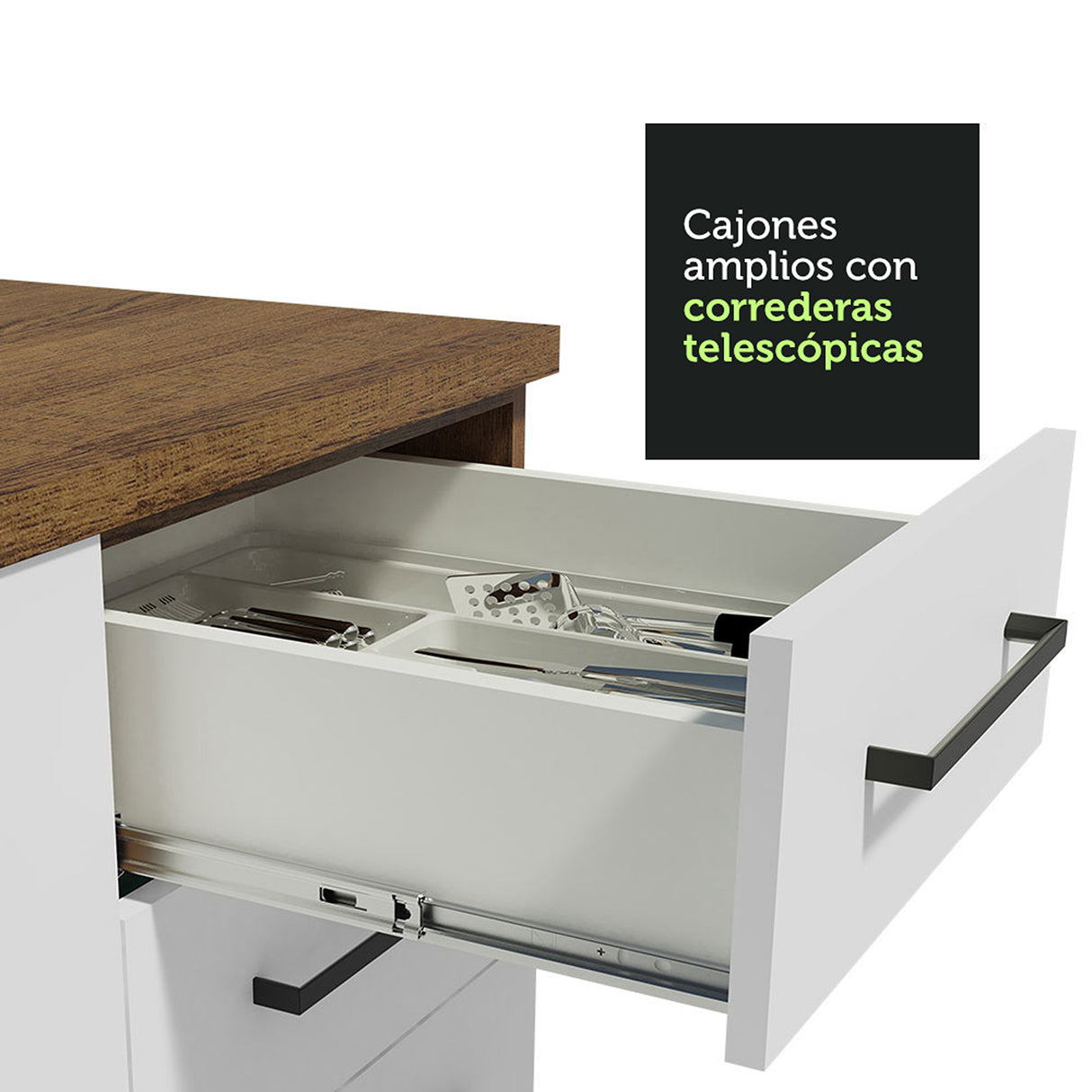 Gabinete de Cocina Agata Marrón y Blanco 40x81cm sin Mesón sin Pozuelo y con Tres Cajones - MUEBLES INFERIORES DE COCINA | Bylmo