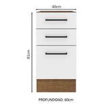 Gabinete de Cocina Agata Marrón y Blanco 40x81cm sin Mesón sin Pozuelo y con Tres Cajones - MUEBLES INFERIORES DE COCINA | Bylmo