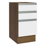 Gabinete de Cocina Glamy Marrón y Blanco 40x81cm sin Mesón sin Pozuelo y con Tres Cajones - MUEBLES INFERIORES DE COCINA | Bylmo