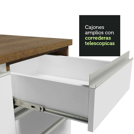 Gabinete de Cocina Glamy Marrón y Blanco 40x81cm sin Mesón sin Pozuelo y con Tres Cajones - MUEBLES INFERIORES DE COCINA | Bylmo