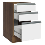 Gabinete de Cocina Glamy Marrón y Blanco 40x81cm sin Mesón sin Pozuelo y con Tres Cajones - MUEBLES INFERIORES DE COCINA | Bylmo