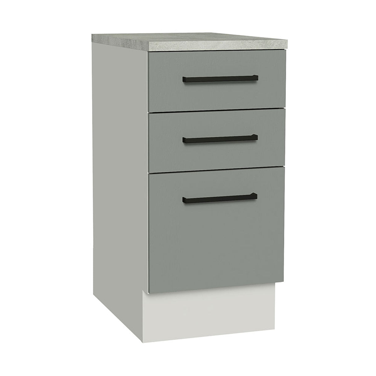 Gabinete de Cocina Agata Blanco y Gris 40x84cm con Mesón de Madera Aglomerada MDP sin Pozuelo y con Tres Cajones