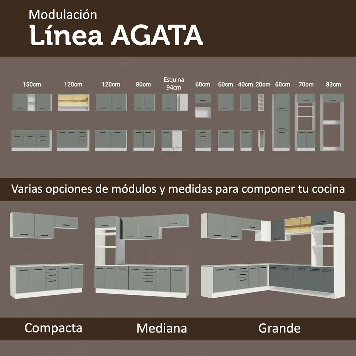 Gabinete de Cocina Agata Blanco y Gris 40x84cm con Mesón de Madera Aglomerada MDP sin Pozuelo y con Tres Cajones