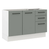 Gabinete de Cocina Agata Blanco y Gris 120x81cm sin Mesón sin Pozuelo y con Tres Cajones - MUEBLES INFERIORES DE COCINA | Bylmo