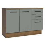 Gabinete de Cocina Agata Marrón y Gris 120x84cm con Mesón de Madera Aglomerada MDP sin Pozuelo y con Tres Cajones - MUEBLES INFERIORES DE COCINA | Bylmo