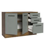 Gabinete de Cocina Agata Marrón y Gris 120x84cm con Mesón de Madera Aglomerada MDP sin Pozuelo y con Tres Cajones - MUEBLES INFERIORES DE COCINA | Bylmo