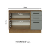Gabinete de Cocina Agata Marrón y Gris 120x84cm con Mesón de Madera Aglomerada MDP sin Pozuelo y con Tres Cajones - MUEBLES INFERIORES DE COCINA | Bylmo