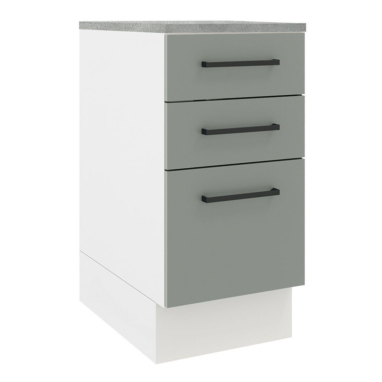 Gabinete de Cocina Agata Blanco y Gris 40x84cm sin Mesón sin Pozuelo y con Tres Cajones - MUEBLES INFERIORES DE COCINA | Bylmo