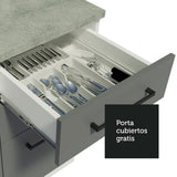 Gabinete de Cocina Agata Blanco y Gris 40x84cm sin Mesón sin Pozuelo y con Tres Cajones - MUEBLES INFERIORES DE COCINA | Bylmo