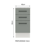 Gabinete de Cocina Agata Blanco y Gris 40x84cm sin Mesón sin Pozuelo y con Tres Cajones - MUEBLES INFERIORES DE COCINA | Bylmo