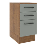 Gabinete de Cocina Agata Marrón y Gris 40x84cm sin Mesón sin Pozuelo y con Tres Cajones - MUEBLES INFERIORES DE COCINA | Bylmo