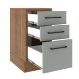 Gabinete de Cocina Agata Marrón y Gris 40x84cm sin Mesón sin Pozuelo y con Tres Cajones - MUEBLES INFERIORES DE COCINA | Bylmo