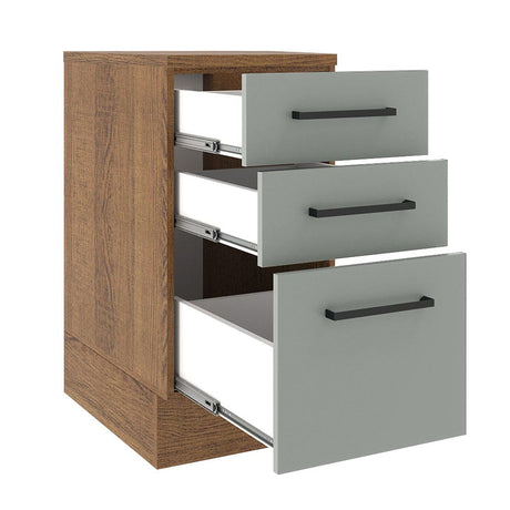 Gabinete de Cocina Agata Marrón y Gris 40x84cm sin Mesón sin Pozuelo y con Tres Cajones - MUEBLES INFERIORES DE COCINA | Bylmo