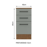 Gabinete de Cocina Agata Marrón y Gris 40x84cm sin Mesón sin Pozuelo y con Tres Cajones - MUEBLES INFERIORES DE COCINA | Bylmo