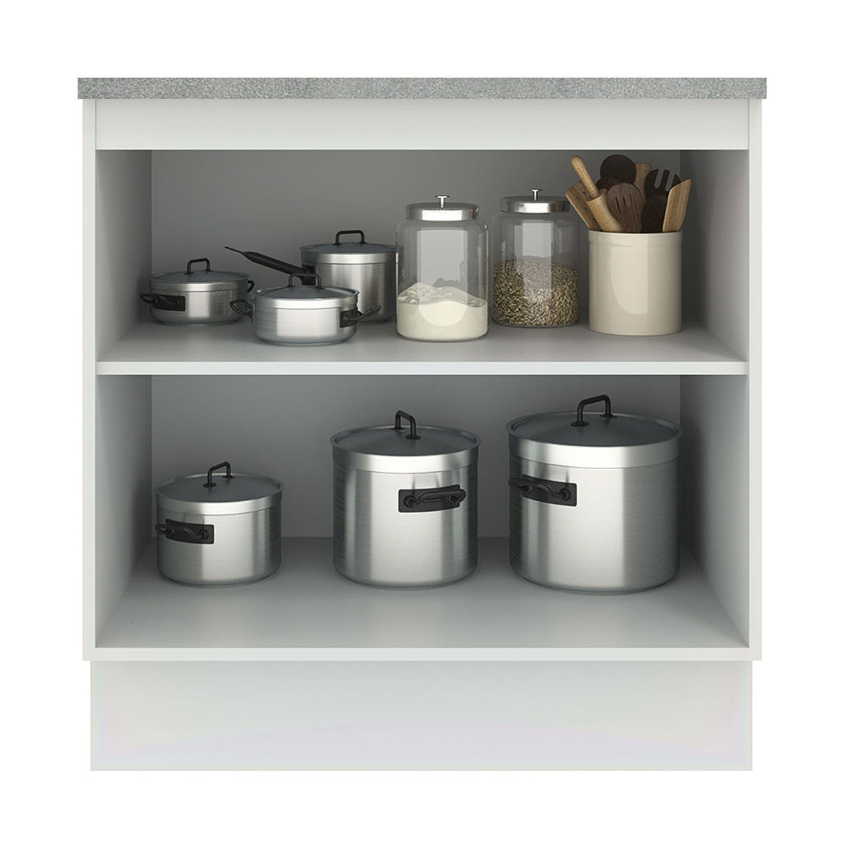 Gabinete de Cocina Agata Blanco y Gris 80x84cm sin Mesón sin Pozuelo - MUEBLES INFERIORES DE COCINA | Bylmo