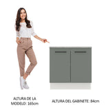 Gabinete de Cocina Agata Blanco y Gris 80x84cm sin Mesón sin Pozuelo - MUEBLES INFERIORES DE COCINA | Bylmo