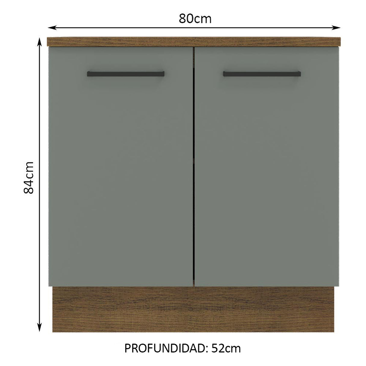 Gabinete de Cocina Agata Marrón y Gris 80x84cm sin Mesón sin Pozuelo - MUEBLES INFERIORES DE COCINA | Bylmo