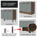 Set X 2 Muebles Inferiores de Cocina Agata Marrón y Gris 200x84cm sin Mesón sin Pozuelo y con Tres Cajones - MUEBLES INFERIORES DE COCINA | Bylmo