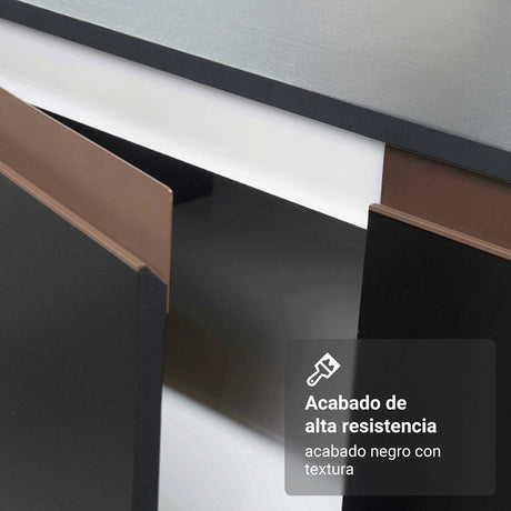 Set X 2 Muebles Inferiores de Cocina Reims Negro y Marrón 130x83cm sin Mesón sin Pozuelo y con Tres Cajones - MUEBLES INFERIORES DE COCINA | Bylmo