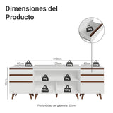 Set X 3 Muebles Inferiores de Cocina Reims Blanco 240x83cm sin Mesón sin Pozuelo y con Seis Cajones - MUEBLES INFERIORES DE COCINA | Bylmo