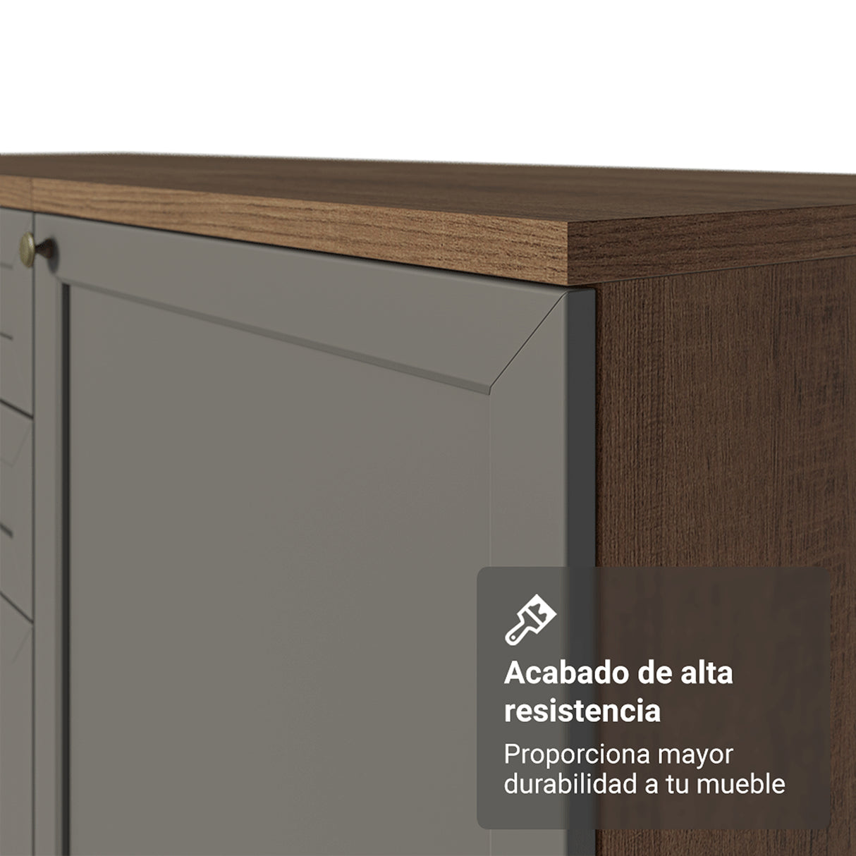 Gabinete de Cocina Vik Marrón y Gris 120x84cm con Mesón de Madera Aglomerada MDP sin Pozuelo