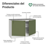 Gabinete de Cocina Vik Blanco y Verde 120x84cm con Mesón de Madera Aglomerada MDP sin Pozuelo - MUEBLES INFERIORES DE COCINA | Bylmo
