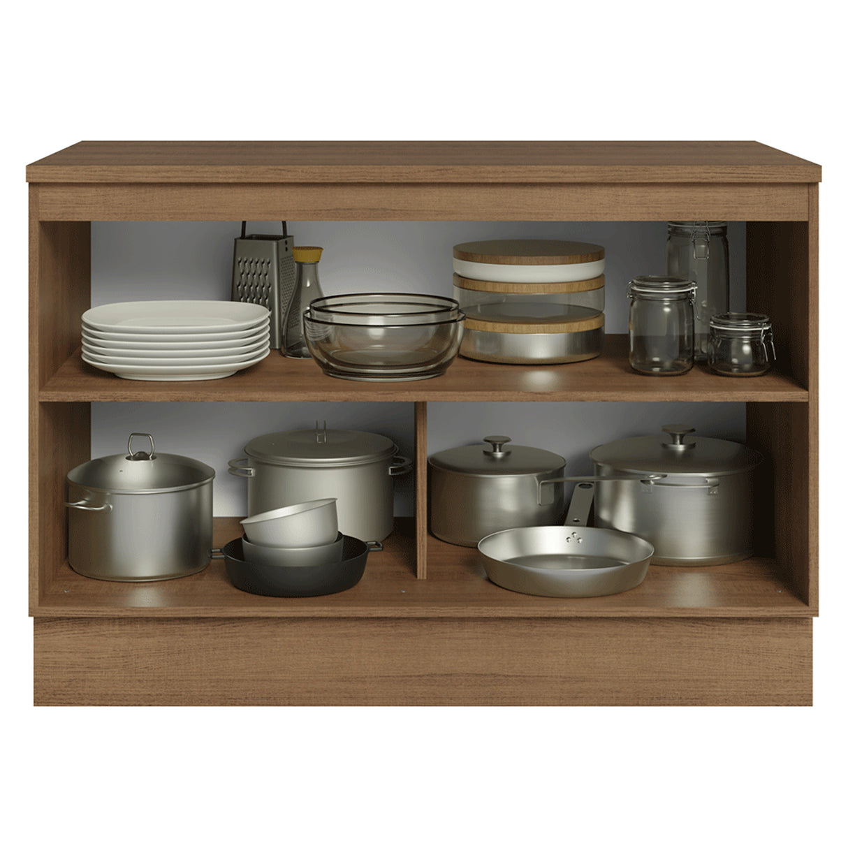 Gabinete de Cocina Vik Marrón y Verde 120x84cm con Mesón de Madera Aglomerada MDP sin Pozuelo - MUEBLES INFERIORES DE COCINA | Bylmo