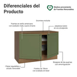Gabinete de Cocina Vik Marrón y Verde 120x84cm con Mesón de Madera Aglomerada MDP sin Pozuelo - MUEBLES INFERIORES DE COCINA | Bylmo