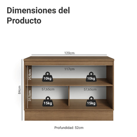 Gabinete de Cocina Vik Marrón y Verde 120x84cm con Mesón de Madera Aglomerada MDP sin Pozuelo - MUEBLES INFERIORES DE COCINA | Bylmo