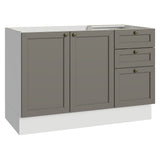 Gabinete de Cocina Vik Blanco y Gris 120x81cm sin Mesón sin Pozuelo y con Tres Cajones - MUEBLES INFERIORES DE COCINA | Bylmo