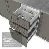 Gabinete de Cocina Vik Blanco y Gris 120x84cm con Mesón de Madera Aglomerada MDP sin Pozuelo y con Tres Cajones