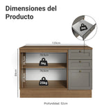Gabinete de Cocina Vik Marrón y Gris 120x84cm con Mesón de Madera Aglomerada MDP sin Pozuelo y con Tres Cajones - MUEBLES INFERIORES DE COCINA | Bylmo