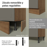 Gabinete de Cocina Vik Marrón y Gris 120x84cm con Mesón de Madera Aglomerada MDP sin Pozuelo y con Tres Cajones - MUEBLES INFERIORES DE COCINA | Bylmo