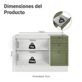Gabinete de Cocina Vik Blanco y Verde 120x81cm sin Mesón sin Pozuelo y con Tres Cajones - MUEBLES INFERIORES DE COCINA | Bylmo